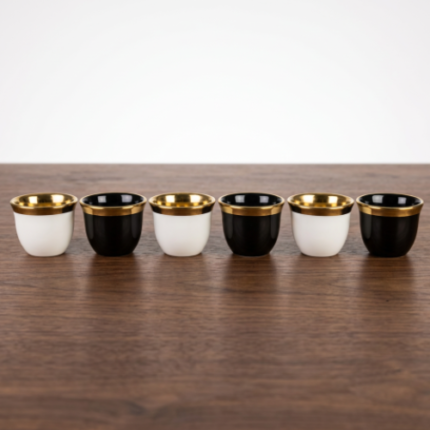 Mixed Black & White Arabic Coffee Cup Set 6pcs