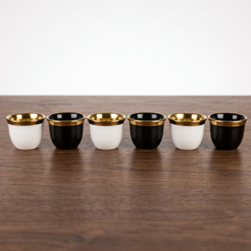 Mixed Black & White Arabic Coffee Cup Set 6pcs